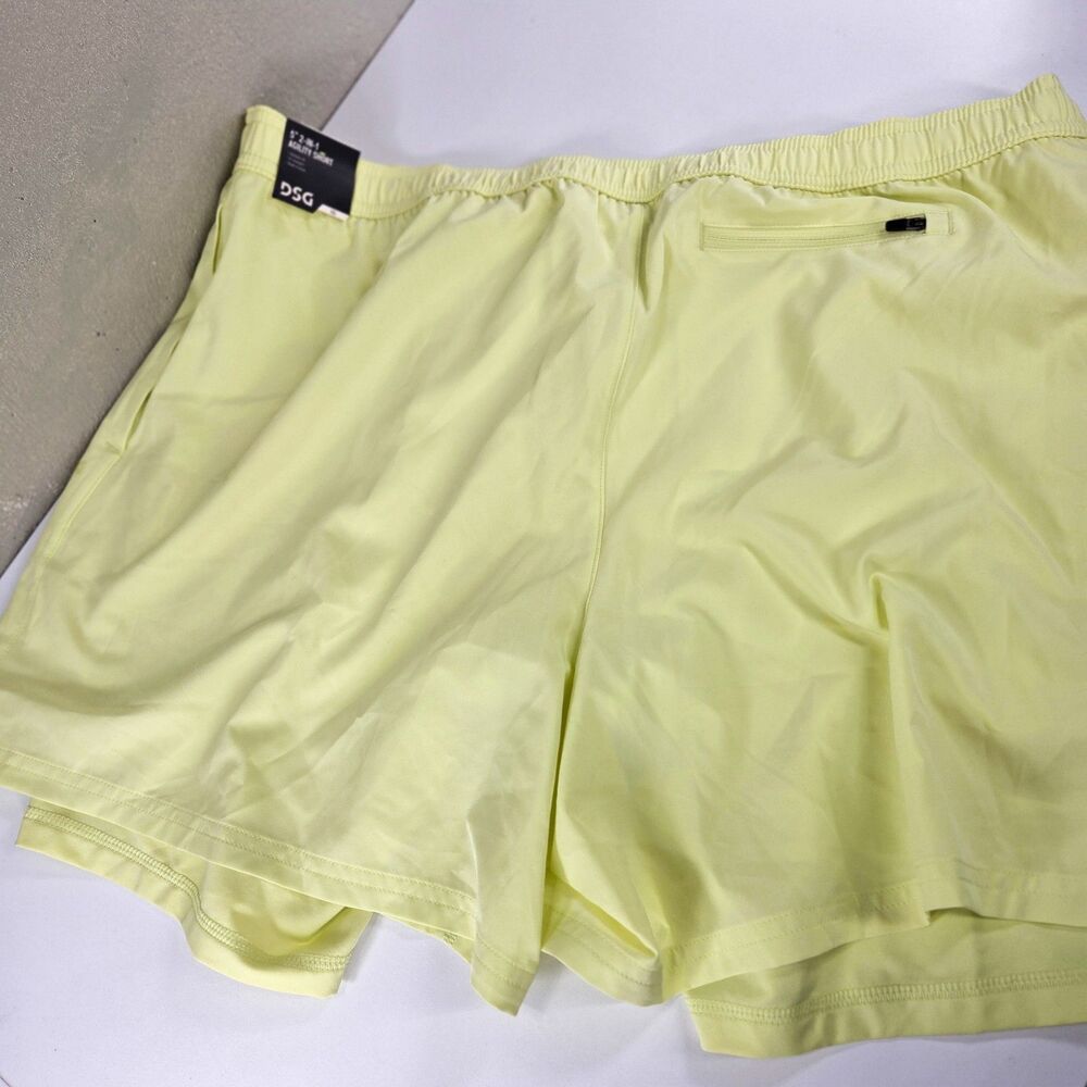 DSG Men's 5" 2-in-1 Agility Running Shorts Size XXL Neon Yellow NWT
